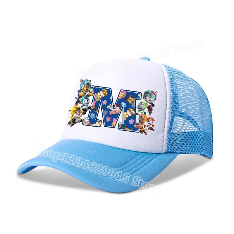 Paw Patrols Baseball Cap Boys Girls Cartoon Anime Chase Skye A-Z Letters Print Hat Summer Athleisure Adjustable Casual Hats Gift