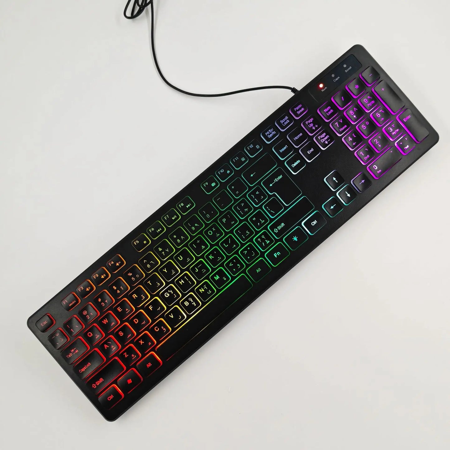 FUYUMY RGB Wired Gaming Keyboard USB Computer Gaming Keyboard with 104 Keys, Backlit Ergonomic Gaming Keyboard for PC, Laptop, Office & Home