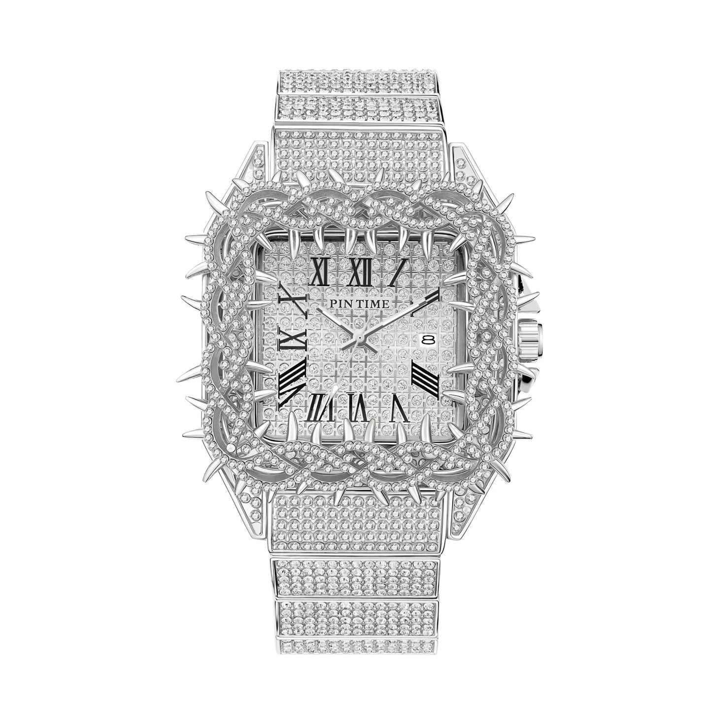 Shine Luxury Hip-Hop Diamond Watch with Emeralds for Men Replica Czech Stone Inlaid Waterproof Gold Watch שעוני יוקרה