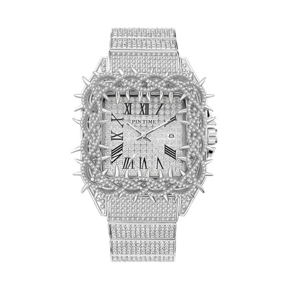 Shine Luxury Hip-Hop Diamond Watch with Emeralds for Men Replica Czech Stone Inlaid Waterproof Gold Watch שעוני יוקרה