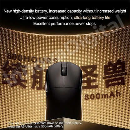 „ATK Dragonfly A9 Ultimate“ belaidė žaidimų pelė, „PAW3950 Ultra 8 kHz“ ergonomiška lengva žaidimų pelė, skirta FPS, e. sportui ir „CSGO“