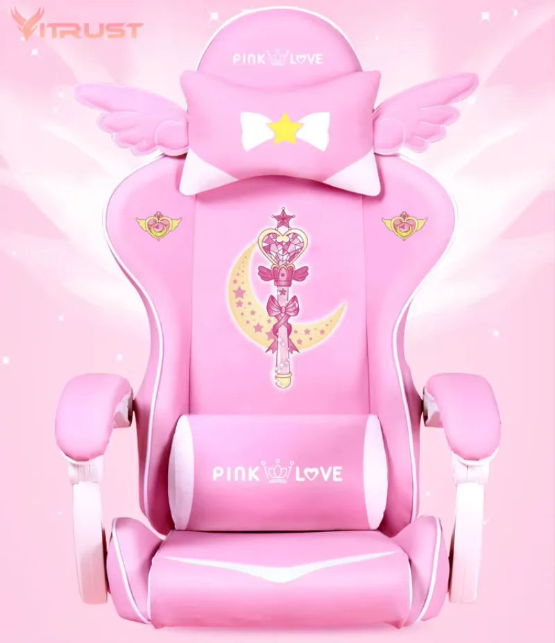 Pink Gaming Chairs for Girl Magic Comfortable Anchor Live Chair Gaming Chair Cute Pink Gaming Chair