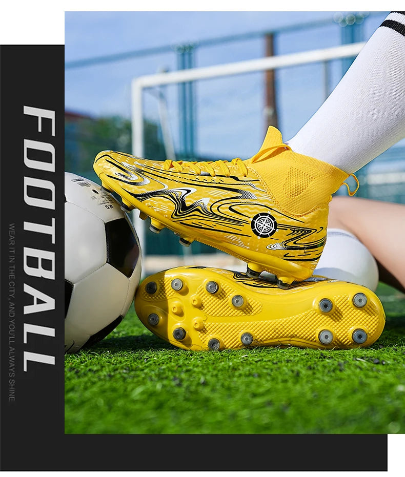 Men Professional Soccer Cleats Football Boots Studs Non Slip Breathable Training Boys Match Sneakers Comfortable for Grass Turf