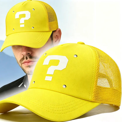 Anime Cartoon Super Brothers Cosplay Baseball Hat Breathable Sun Protection Yellow Question Block Baseball  Sun Shading Cap