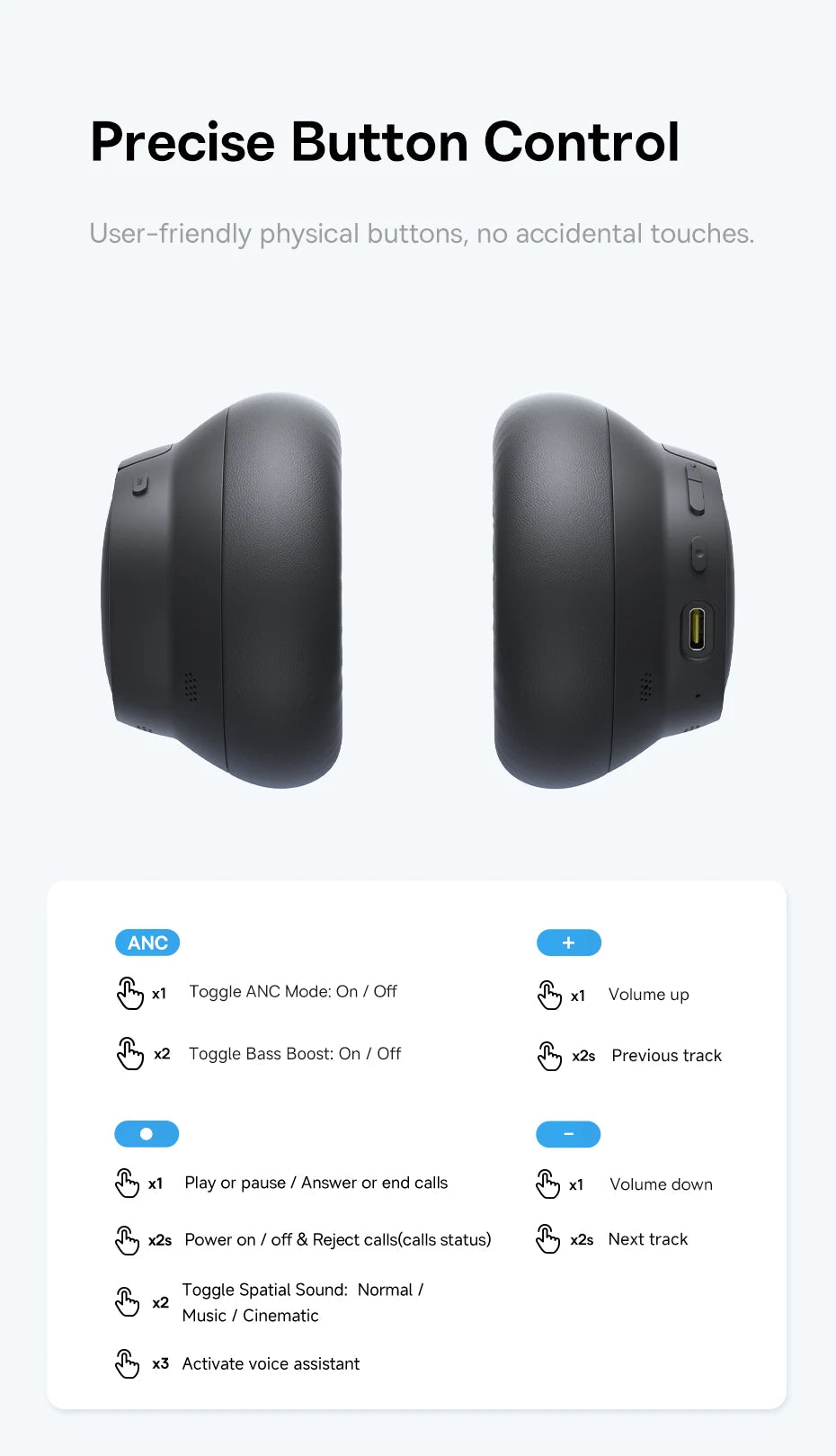 Casque sans fil Baseus ANC, écouteurs supra-auriculaires 80H, réduction de bruit à 95%, casque Bluetooth 6.0