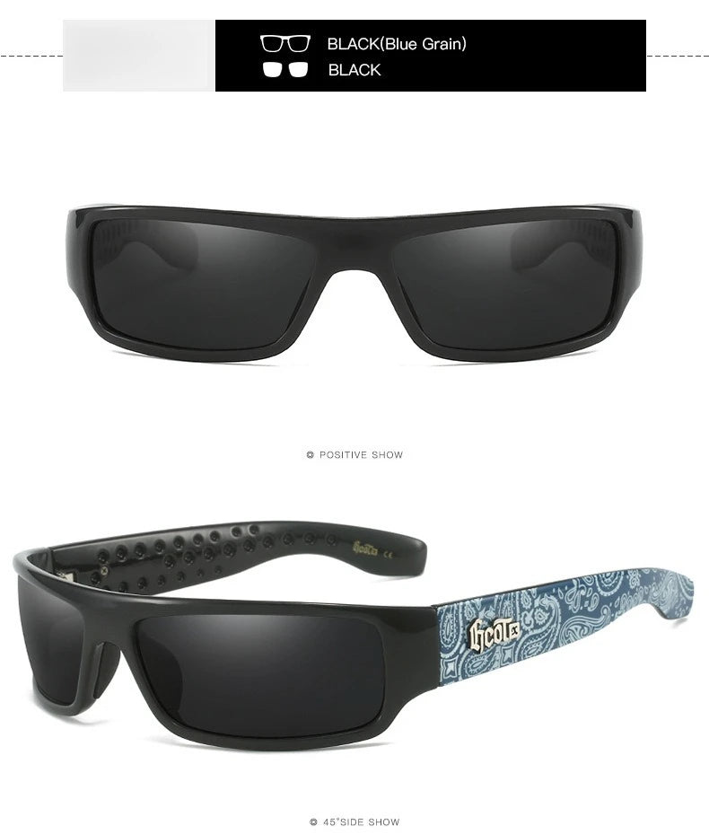 Polarized Chicano Sunglasses, Square Frame Design, UV400 Lens, Hip Hop Streetwear, Retro West Coast Accessory