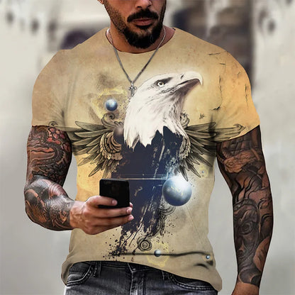3D Printed Funny Eagle T Shirt For Men Cool Animal Pattern Tees Summer Harajuku Loose Round Neck Tops Short Sleeve Kids T-Shirts