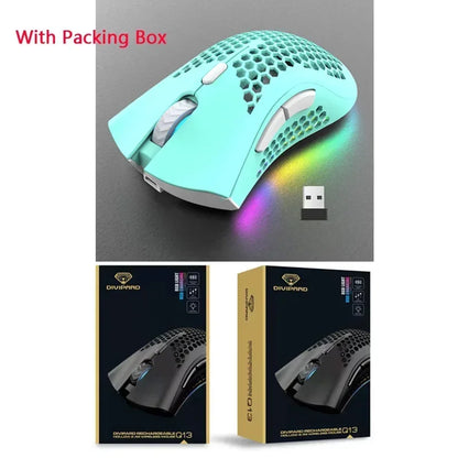 BM600 Wireless Gaming Mouse USB 2.4GHz Rechargeable RGB Wireless Mouse, Ergonomic Honeycomb Optical Mouse for PC, Laptop & Office