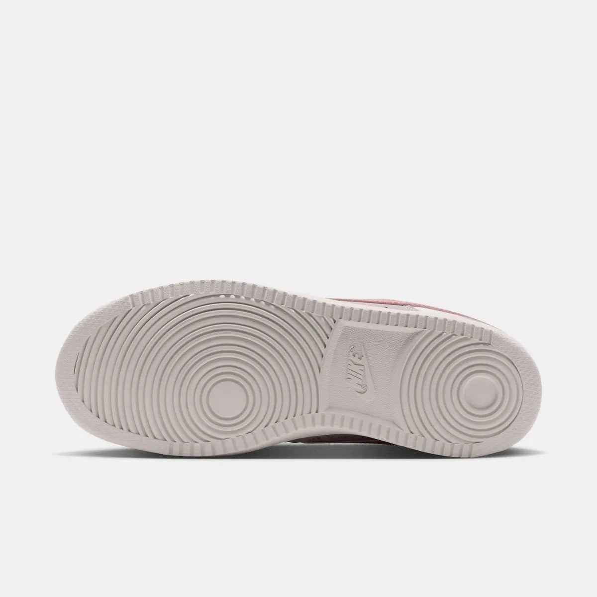 W NIKE COURT VISION LO LX IU7630-200, baskets basses pour femmes, chaussures décontractées en cuir gris et blanc avec semelle en caoutchouc bordeaux et logo Swoosh.