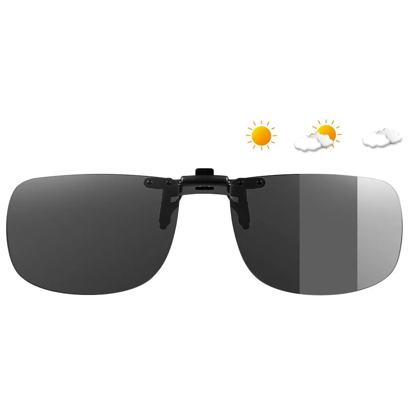 CAPONI New Sunglasses Clip For Men Square Polarized Photochromic Glasses Clip Flipped Up Protect Eyes Light Clip On Frame BS1282