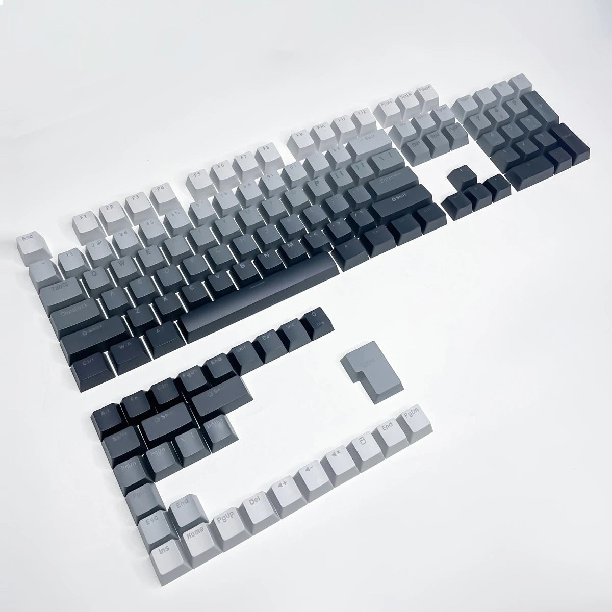 Teclas Gamer RGB retroiluminadas em degradé para teclado mecânico com switch MX, perfil OEM, PBT, branco e azul, layout ISO, teclas DIY