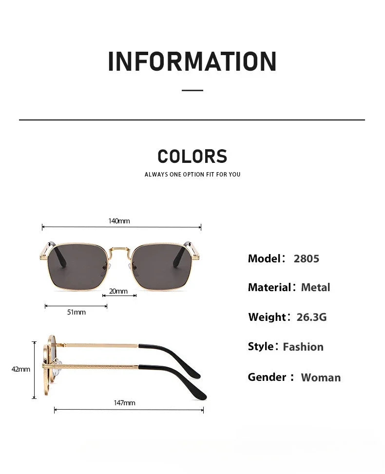 New Square Oval Metal Sunglasses Fashionable Retro Men Sunglasses Women Personalized Uv Resistant Eyeglass Luxury Design Uv400