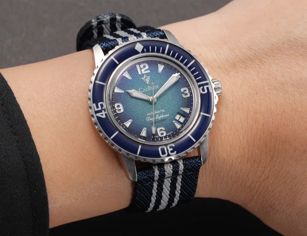 CADISEN Deep Explorer 2025 New Automatic Mechanical Watch Man Canvas Strap Wristwatch 8215 Luxury Luminous Waterproof Watches