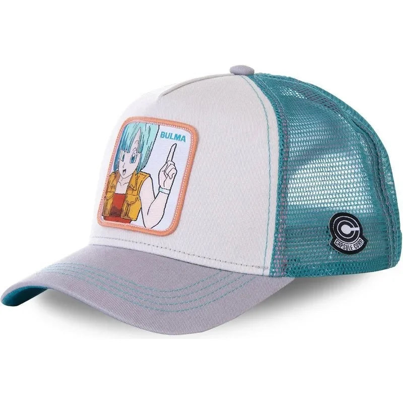 Dragon Ball Buu Goku sapka Nyári utazós csúcsos sapka Férfi hímzett hip-hop stílusú napellenzős állítható trucker hálós sapka
