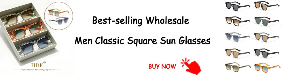 HBK New Fashion Sunglasses men Vintage Square Gradient Sun Glasses Outdoor Sports Party Vacation Travel Driving Eyeglasses