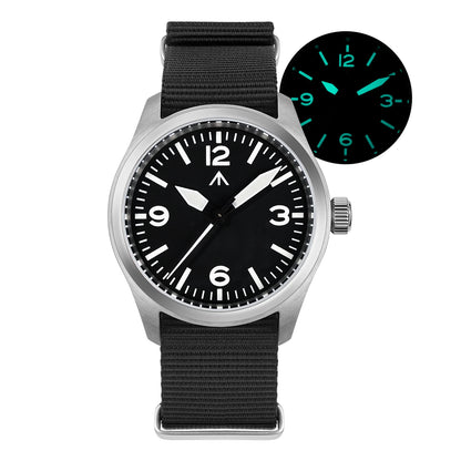 Militado ML08 Vintage Black Watch VH31 Sweep Quartz Wristwatch Ar Sapphire Crystal Luminous C3 BGW9 100 Waterproof Watches Man