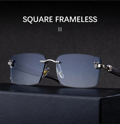 2026 Wooden Rimless Sunglasses Women Trendy Retro UV400 Protection Square Sunglass Men Brand Design Fashion Glasses Dropshipping