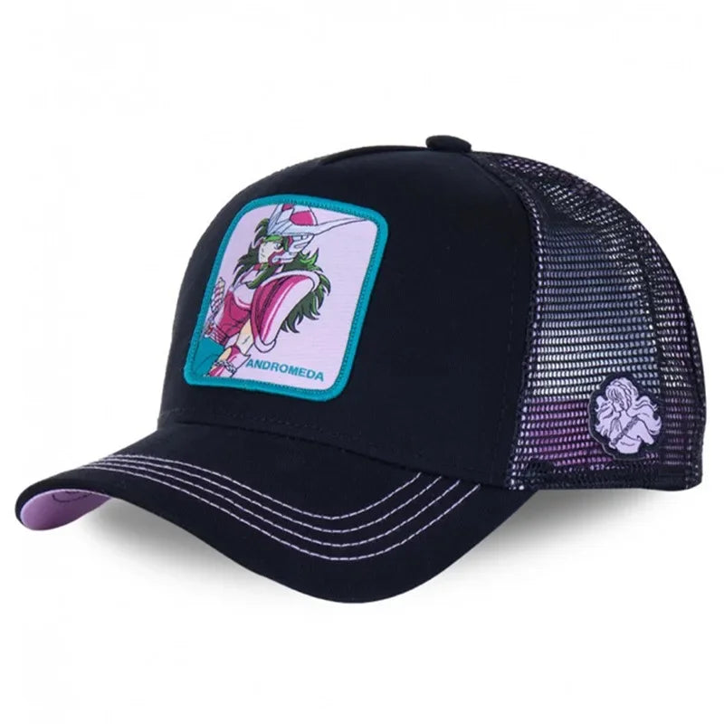 Saint Seiya pamut anime rajzfilm snapback pamut baseball sapka férfiak nők hiphop apa hálós teherautós sapka dropshipping