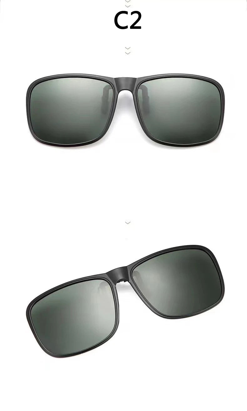 BOYSEEN Polarized Flip Clip Sunglasses Driving Dark UV400 Photochromic Anti Glare Lens Sun Glasses Car Driver Vintage Square