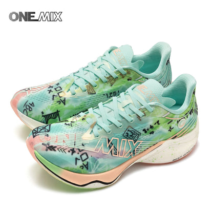 ONEMIX New Nylon Carbon Board Marathon Running Racing Shoes Shock-Absorbing Professional Stable Support Ultra-Light Rebound Sneakers