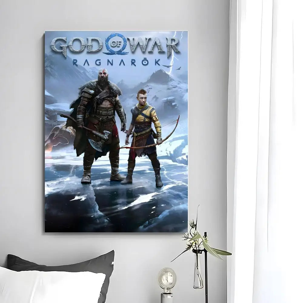 Game G-God of War Poster  Self-adhesive Art Waterproof Paper Sticker Coffee House Bar Room Wall Decor