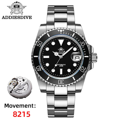 ADDIESDIVE Luxus-Automatikuhr für Herren 8215 Mechanische Uhr BGW9 Leuchtend Saphirglas Taucheruhr für Herren Analoguhr AD2503