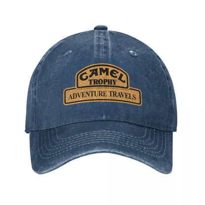 Czapka baseballowa w stylu retro Camel Trophy Racing dla mężczyzn i kobiet, z postarzanego dżinsu, z zatrzaskiem, na lato, do aktywności na świeżym powietrzu, miękka czapka bez usztywnienia