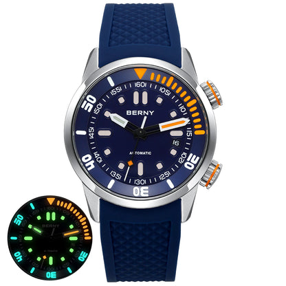 BERNY Automatic Professional Diving Watch for Men Super Luminous Scratch-resistant Sapphire Lens Top Mechanical Diver Watches