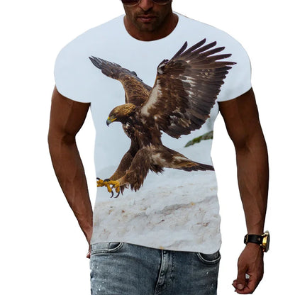 3D Printed Funny Eagle T Shirt For Men Cool Animal Pattern Tees Summer Harajuku Loose Round Neck Tops Short Sleeve Kids T-Shirts