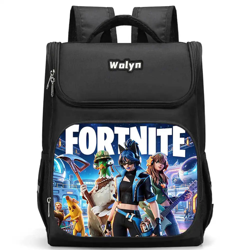 School Backpack With Multi Compartment, Large Cartoon Fortnite School Bags For Boys & Girls, Durable Child Backpack For Ages 5-10
