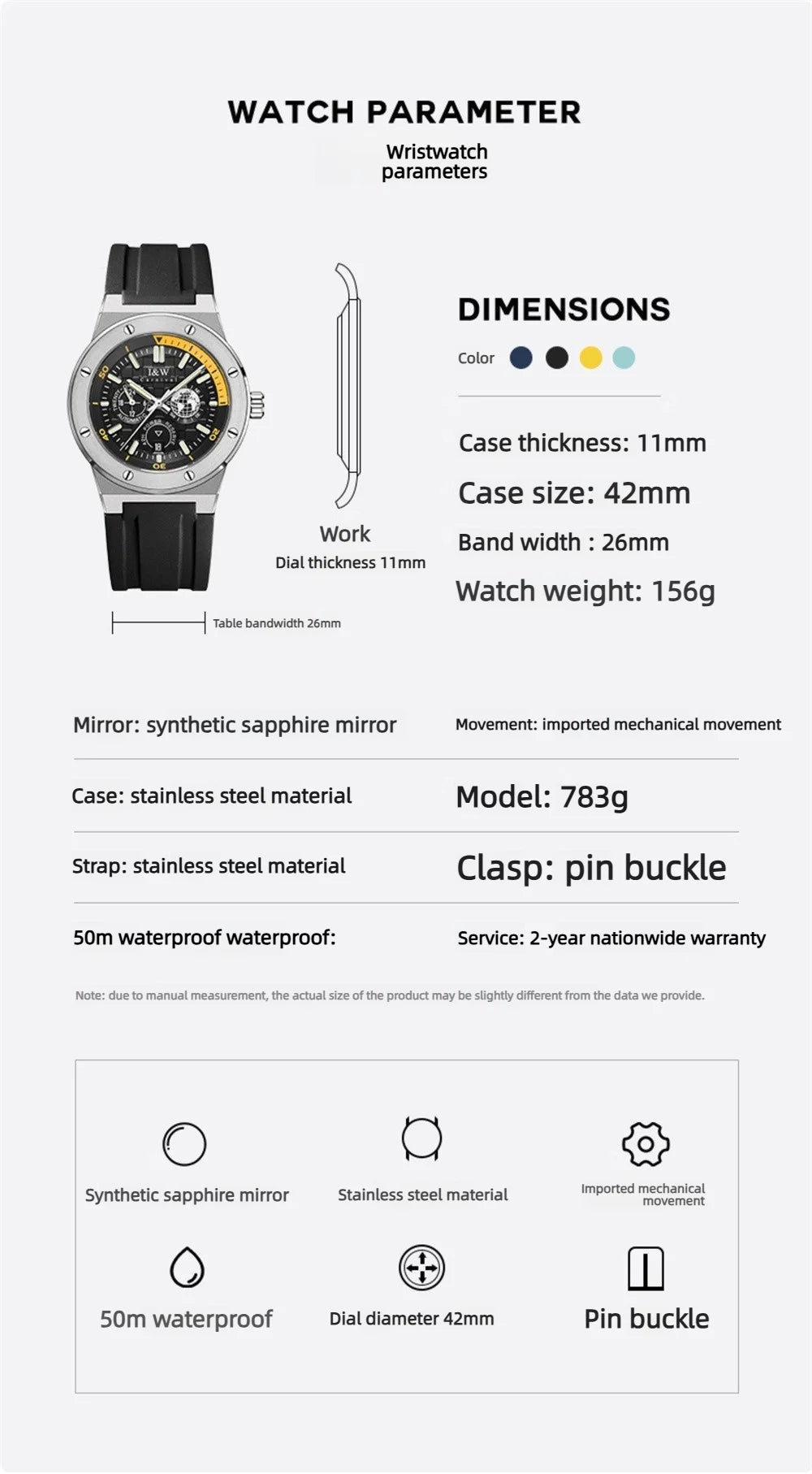 Carnival Brand IW High-End Series Luxury Imported Movement Mechanical Watch Men Sport Rubber Strap 50m Waterproof Fashion Watch