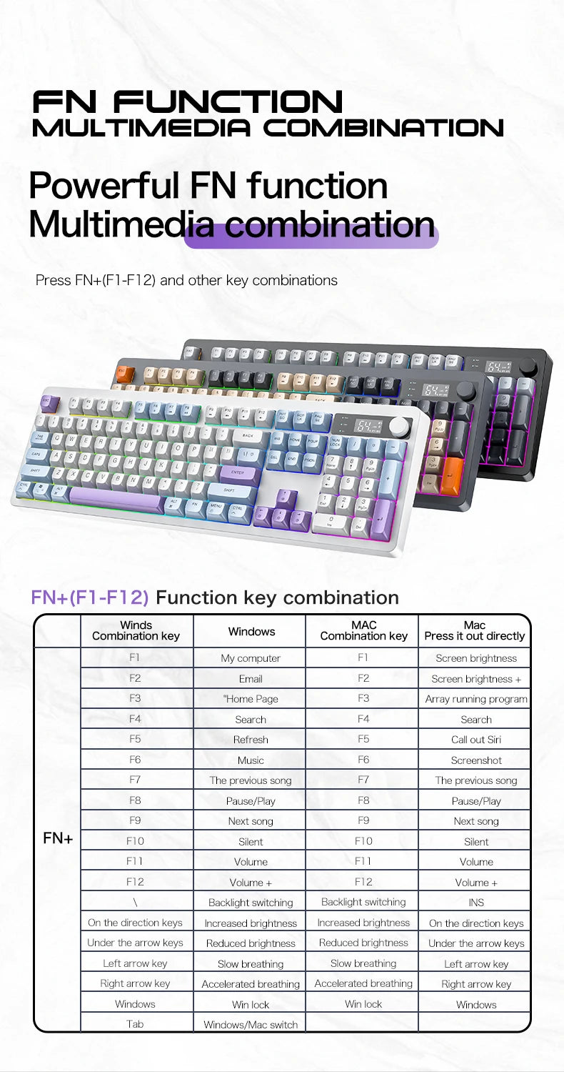 Teclado XUNFOX TK100 sem fios 2.4 Bluetooth de modo duplo para gaming, silencioso, escritório e portátil, universal