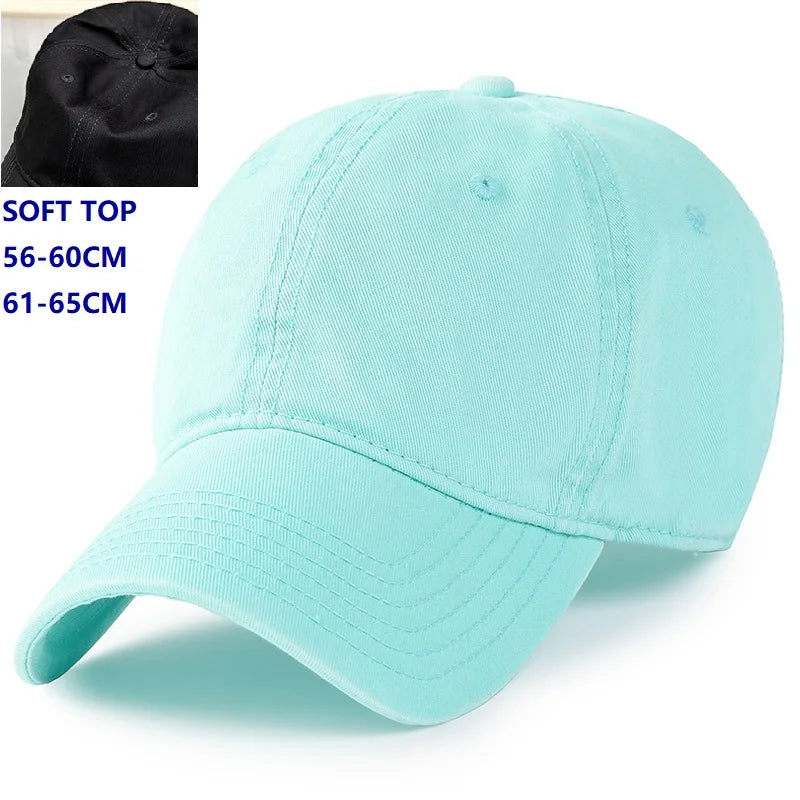 Big Head Plus Size baseball sapka, 100% pamut, férfiaknak és nőknek egyaránt, állítható „dad hat”, túlméretezett, 58–60 cm, 61–65 cm