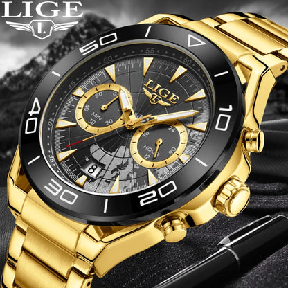 LIGE Top Brand Luxury Mens Watches Casual Business Watch Men Fashion Waterproof Military Men's Quartz Wristwatch Montre Homme