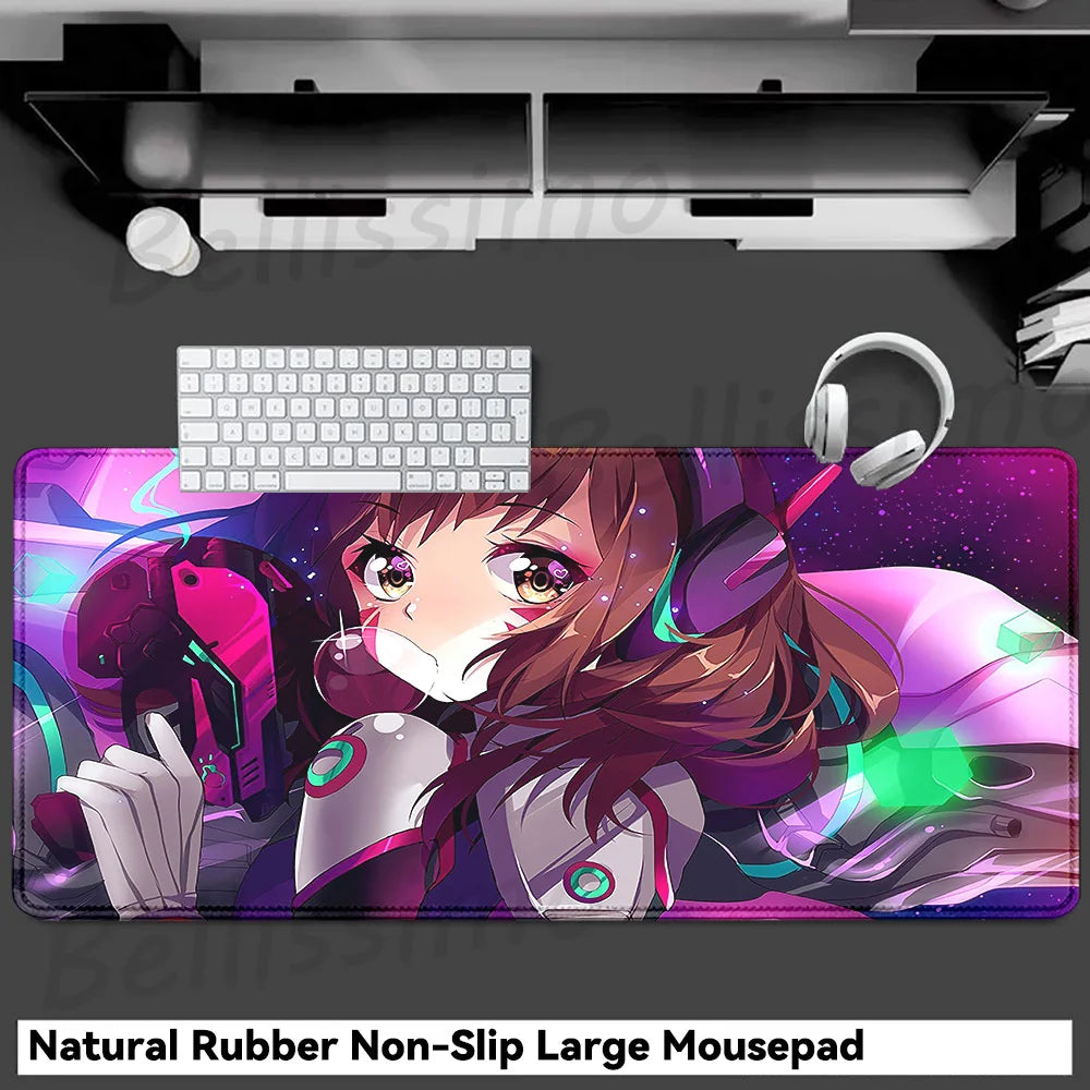 Accesorios Gaming O-Overwatch D-D.va Alfombrilla de Ratón Grande, Alfombrilla para Teclado y Ratón PC, Deskmat XXL Extendida, Alfombrilla Gamer