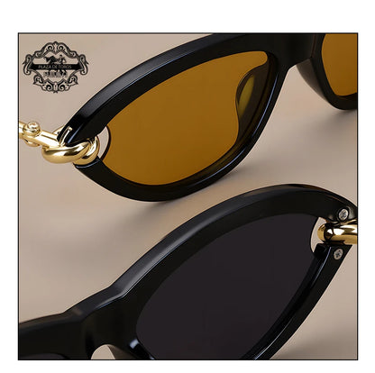 Trendy Luxury Brands Women's Cat Eye Tortoiseshell Sunglasses UV400 Oval Glasses For Woman Fashion Designer Classical Glasses