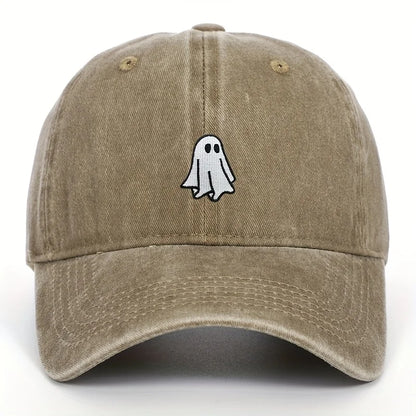 Halloween Embroidered Baseball Hat with Cute Ghost Pattern Simple Style Suitable for Men and Women
