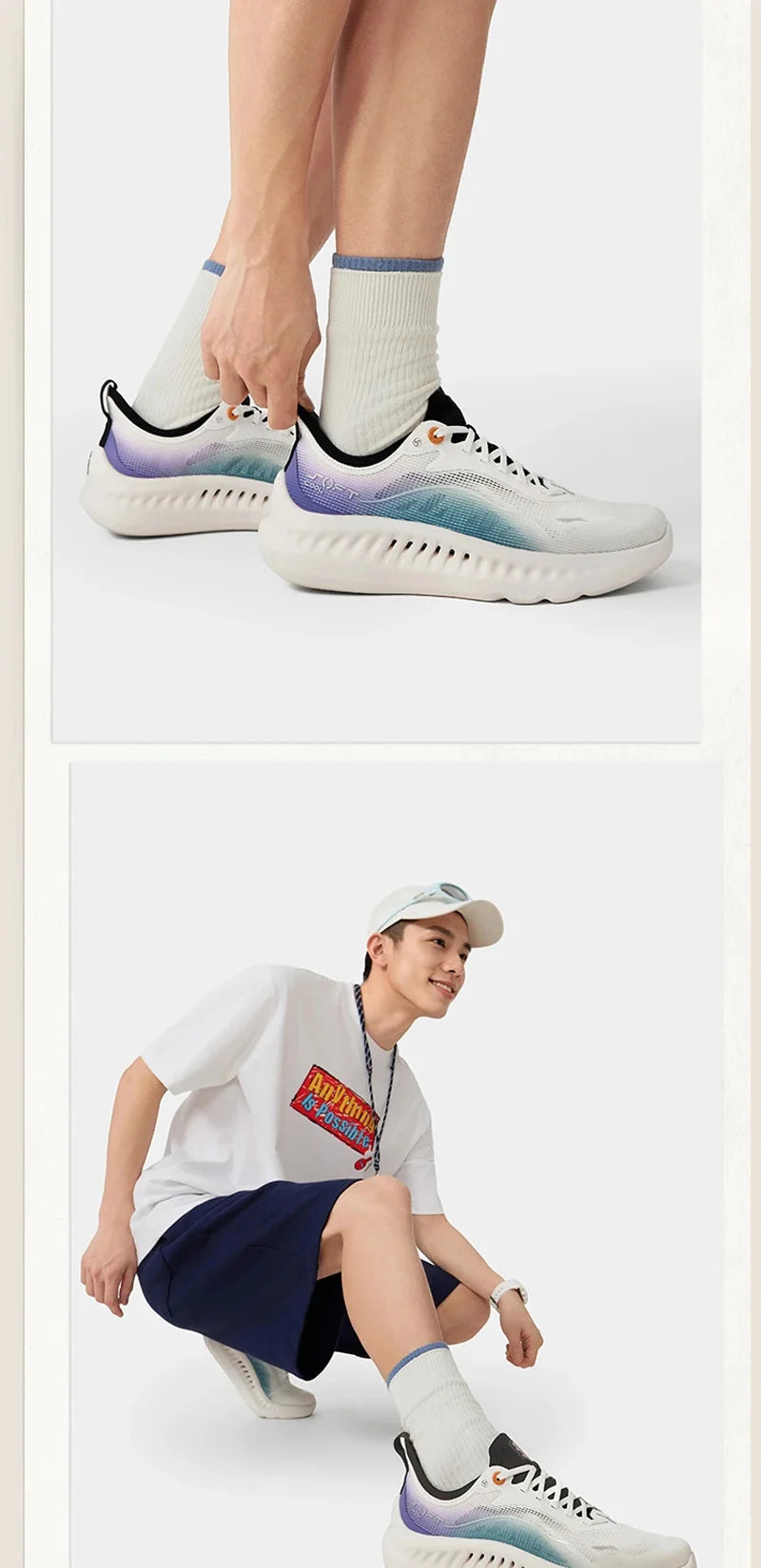 Li-Ning Men's SOFT COOL 2 Lifestyle Shoes COMFOAM MAX Cushion COOL SHELL Breathable Support LiNing Casual Sneakers AGLV009