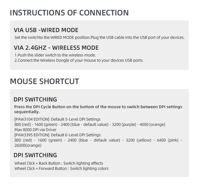 MACHENIKE M7 Pro Wireless Gaming Mouse PAW3395 26000 DPI RGB USB & 2.4GHz Rechargeable Gaming Mouse for PC & Laptop