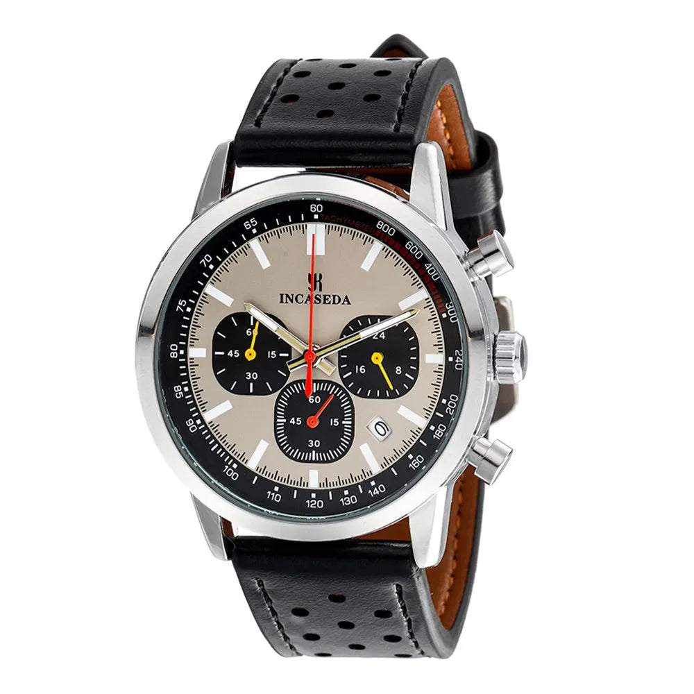 INCASEDA chronograph 42mm multifunctional quartz movement men's luxury series ultra bright luminous fashionable quartz watch
