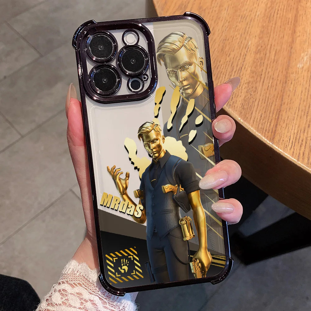 Cartoon Games F-Fortnite Plating Phone Case For Xiaomi 15T 15 14 13 Poco M7 F7 F4 F5 X7 X6 X5 Pro Ultra 4G 5G Anti Fall Airbag
