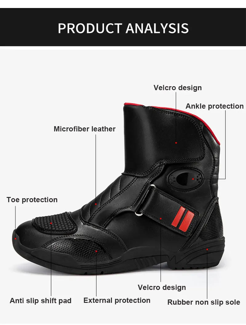 2025 New Men's Motorcycle Boots Outdoors Waterproof Safety Protection Motorcycle Shoes High Quality PU Leather Men Motos Boot