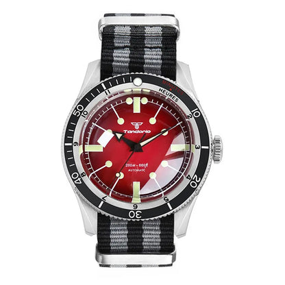 Tandorio Red Blue 40mm PT5000 Japan NH35A Mechanical Automatic Dive Men Watch 20ATM Waterproof Domed Sapphire Screw Crown Reloj