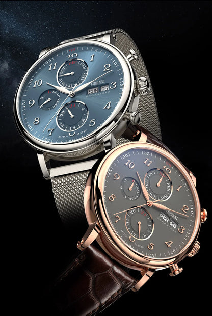 Luxury Brand Switzerland LOBINNI Ewiger Kalender Automatische mechanische Herrenuhr Saphirglas Multifunktionsuhr L13019-8