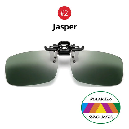 Classic Square Flip Up Clip On Sunglasses Men Polarized Night Vision Driving UV400 Women Photochromic Sun Glasses Clips