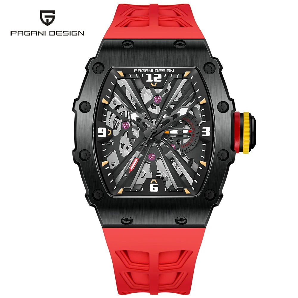 PAGANI DESIGN Newest Luxury Skeleton Watches VH65 Man Quartz Watch 42MM Rubber Strap Sapphire Glass Waterproof reloj hombre