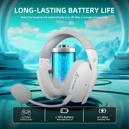 ATTACK SHARK L80PRO Auscultadores Gaming 3 em 1 – Auscultadores Bluetooth sem fios de baixa latência com microfone duplo, som Hi-Fi 40mm e ligação estável para gaming