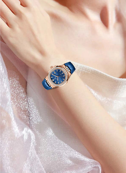 New Fashion BANGWEI Elegant Luxury Quartz Woman Watch Simple Dial Diamond Retro Leather Date Waterproof Luminous Women's Watches