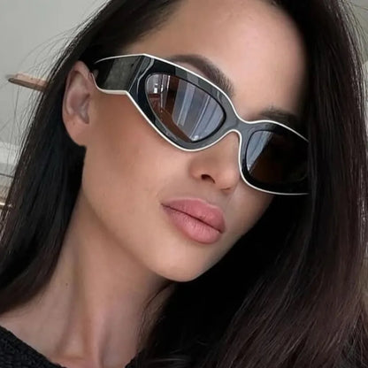 2025 New Fashion Cat Eye Small Oval Women Sunglasses Men Trendy Y2K Punk Sun Glasses Female Travel Shade Vintage Eyewear UV400