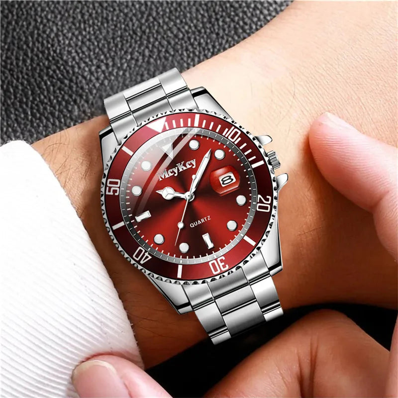 Luxury Large Dial Men Business  Watches Fashion Calendar Men's Quartz Watch Reloj Hombre